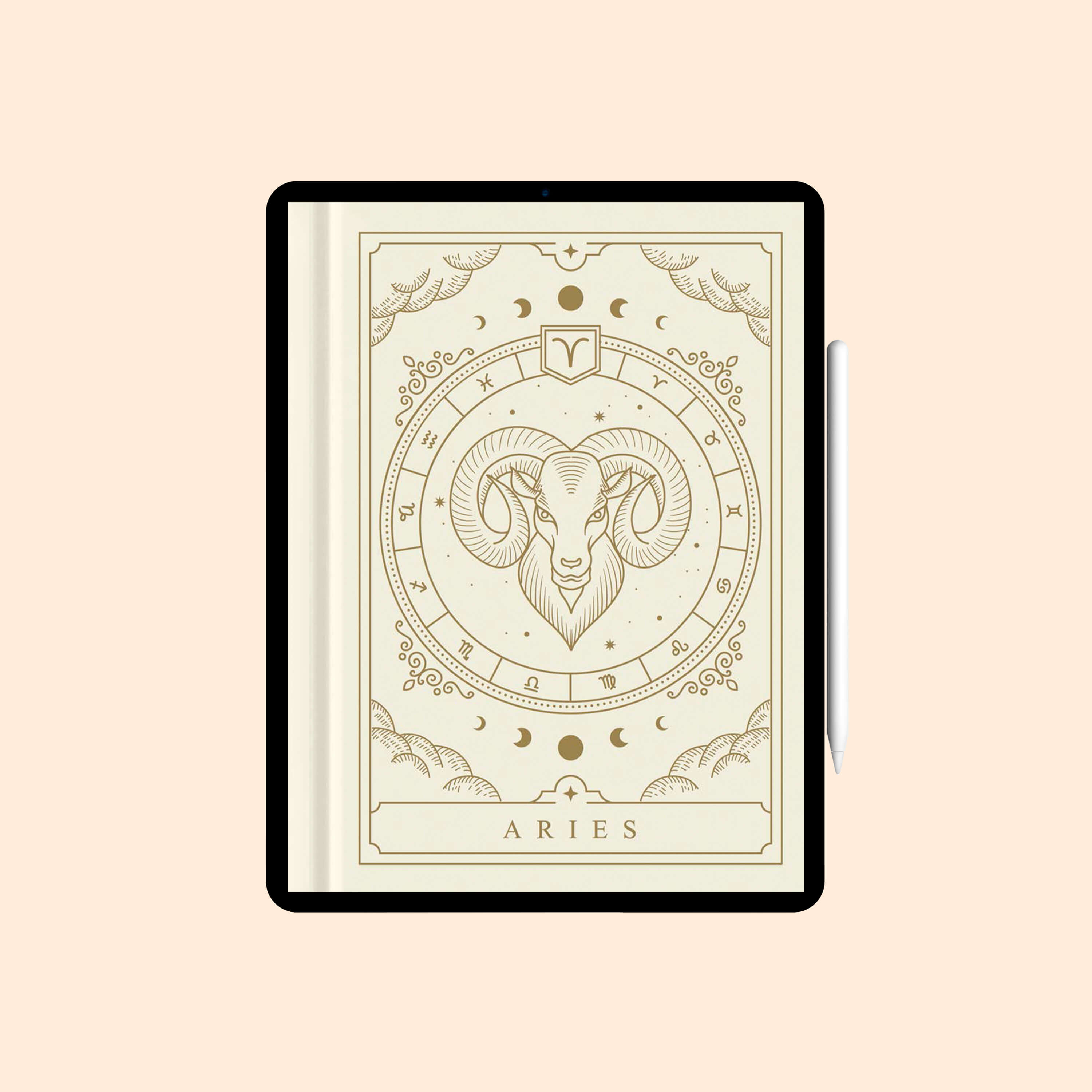 Caderno Digital "Golden Sign" com 12 divisórias