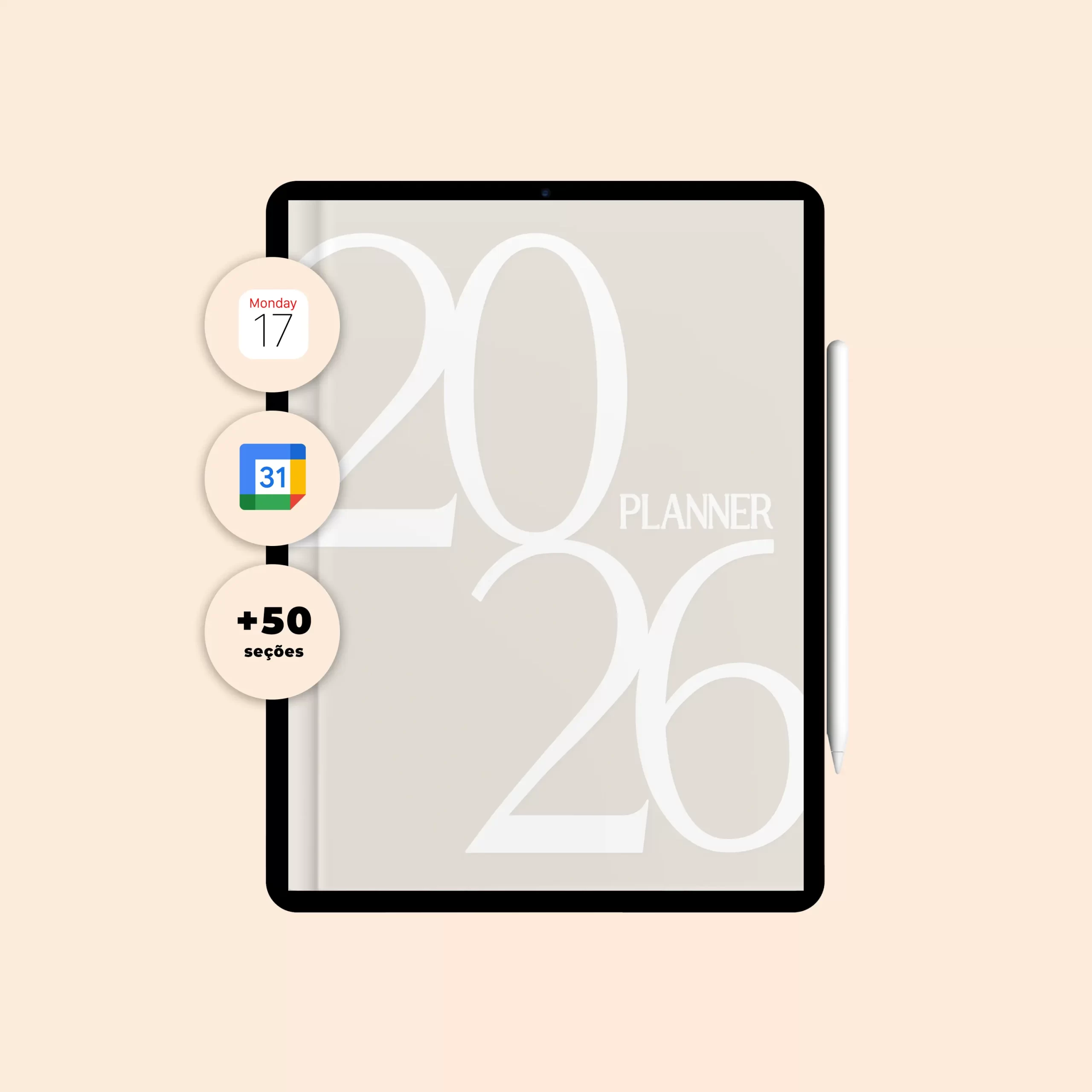 Planner Digital 2026 ALL IN ONE Vertical "Minimalist" com + de 50 SEÇÕES