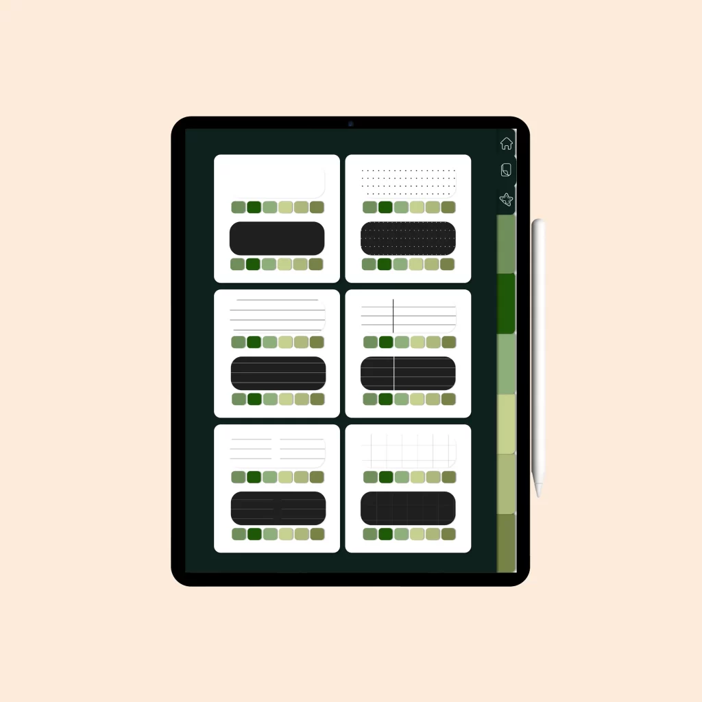 Caderno Digital "Folhas Verdes" com 6 divisórias